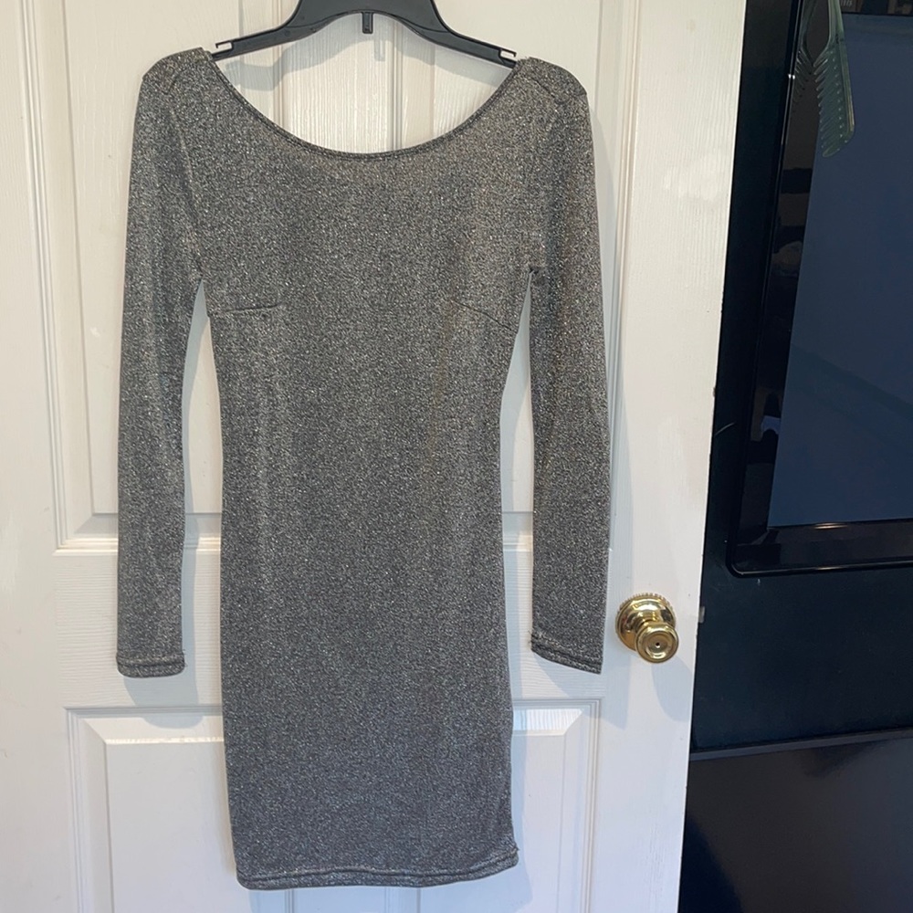Charcoal Sparkle Backless Dress